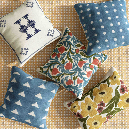 Indigo Dots 20" Cotton Square Accent Pillow Cover