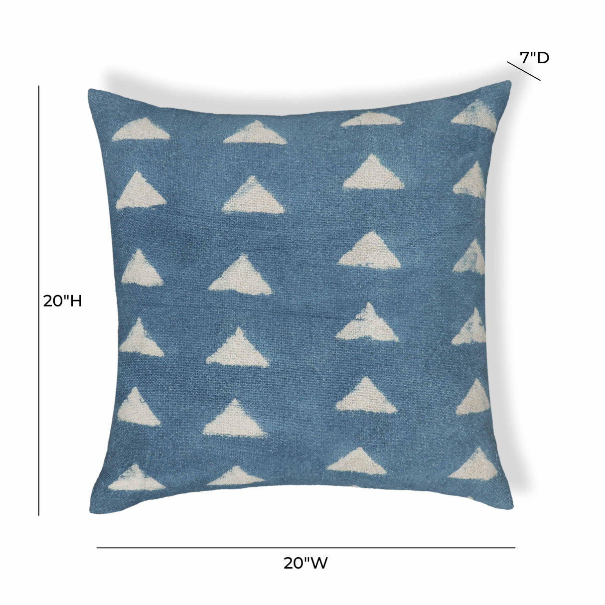 Indigo Triangles 20" Cotton Square Accent Pillow Cover