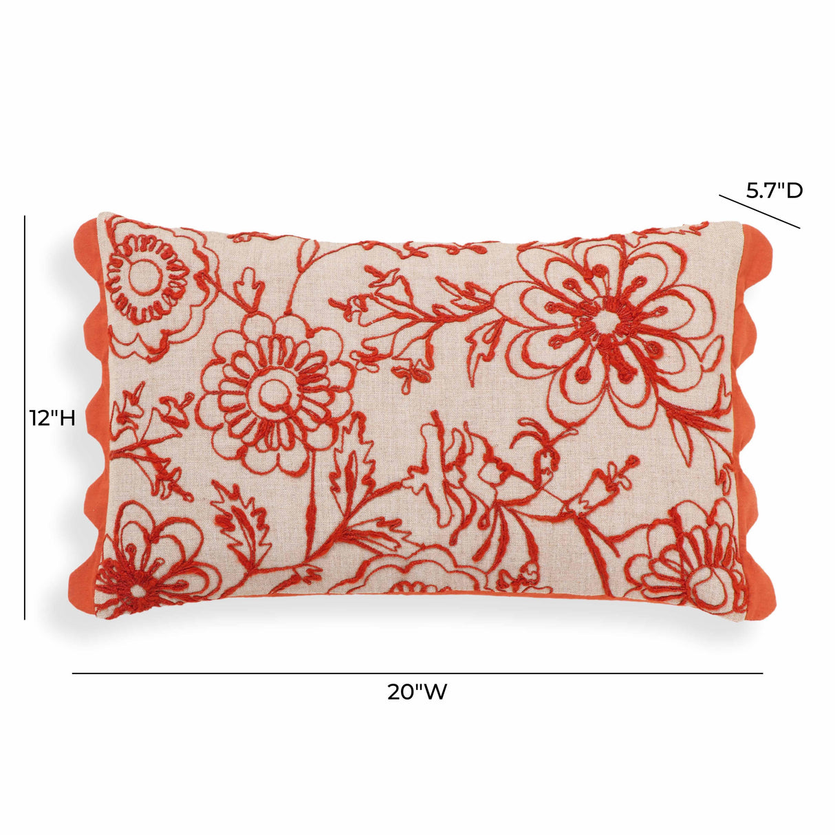 Portia 20"X12" Embroidered Cotton Flex Accent Cushion Cover