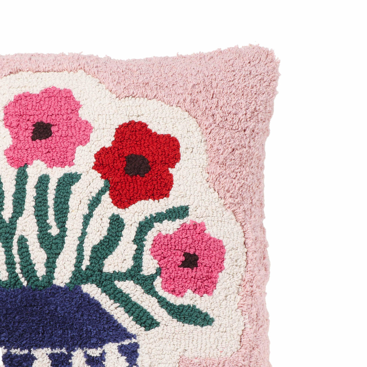 Blossom 20" Tufted Cotton Square Accent Pillow Cover