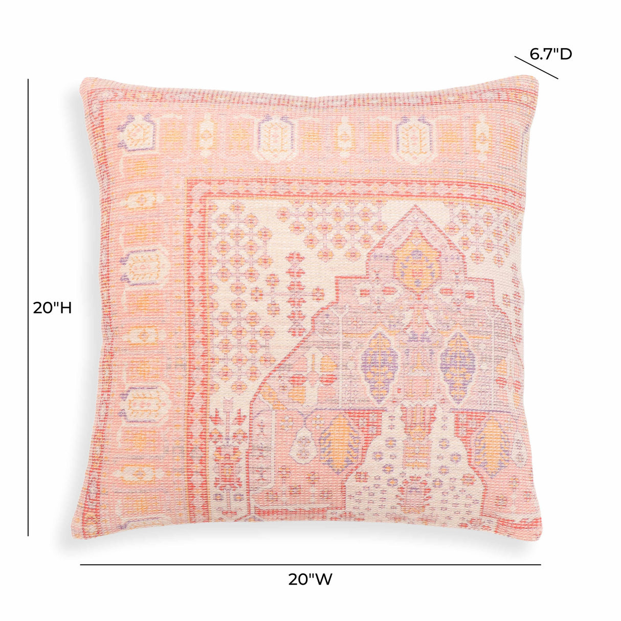 Persia 20" Pink Square Accent Pillow Cover