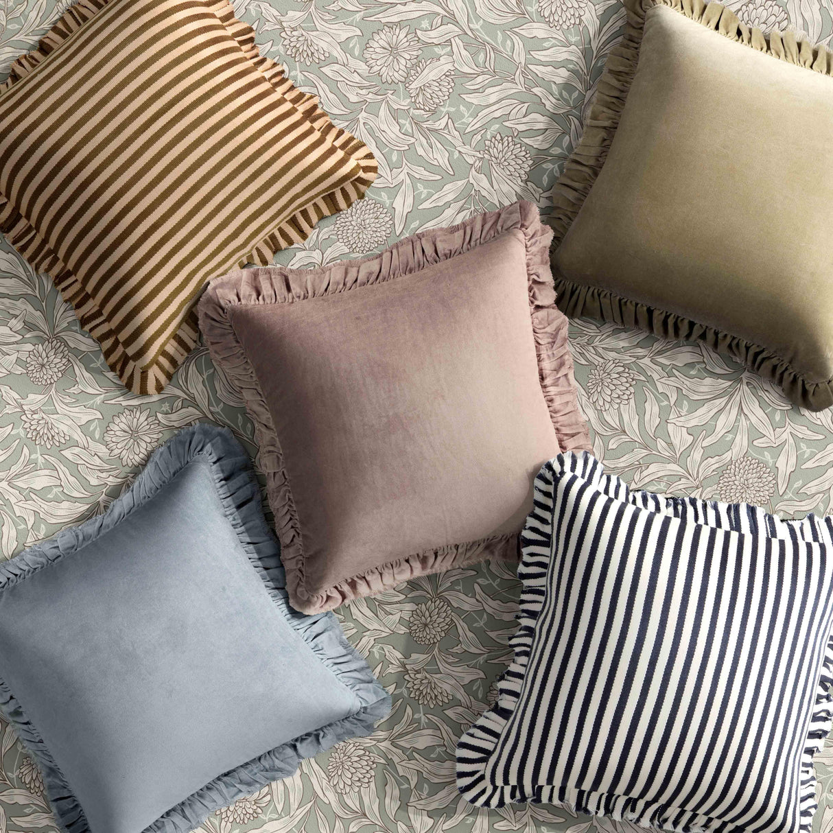 Alessia 20" Striped Ruffle Square Accent Pillow Cover