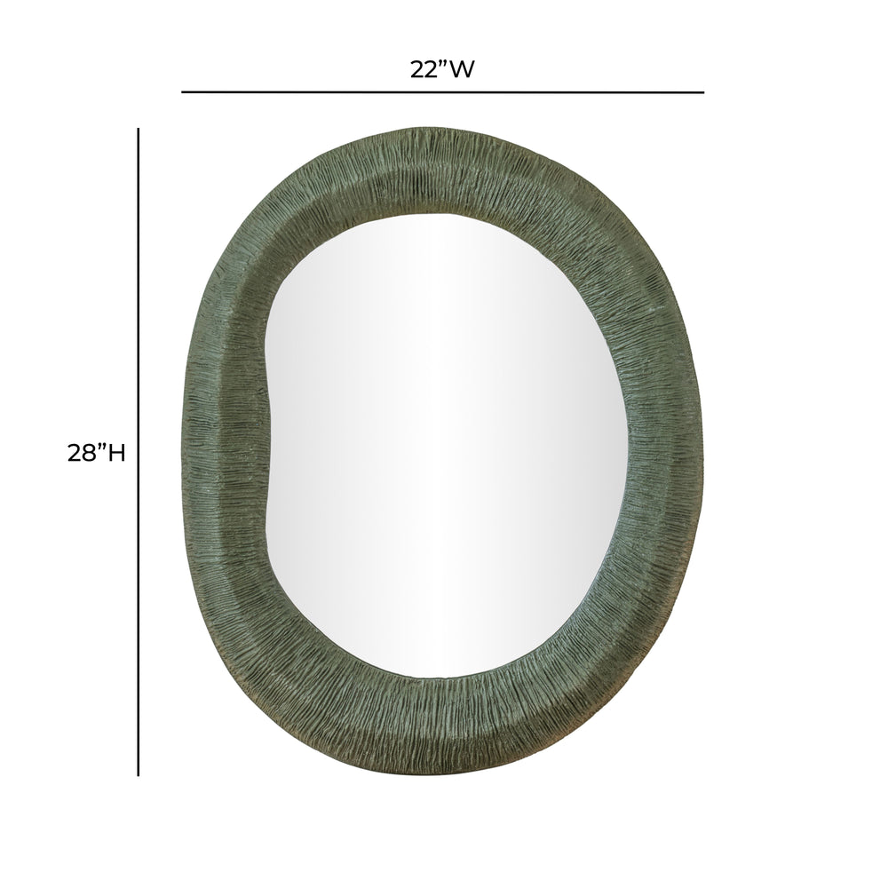 Orpheus 22"X28" Ribbed Forest Green Fiberglass Thick Wall Mirror dimensions
