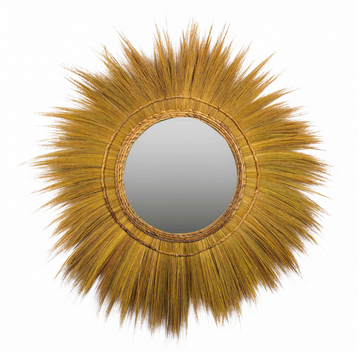 Mettu 51" Natural Grass Round Wall Mirror