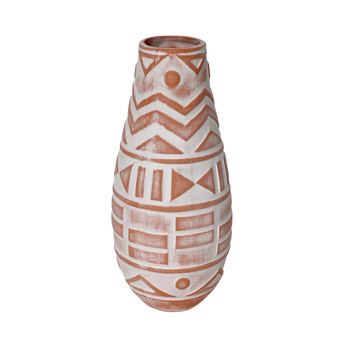 Earthenware Aztec Teardrop Flower Vase in Terracotta