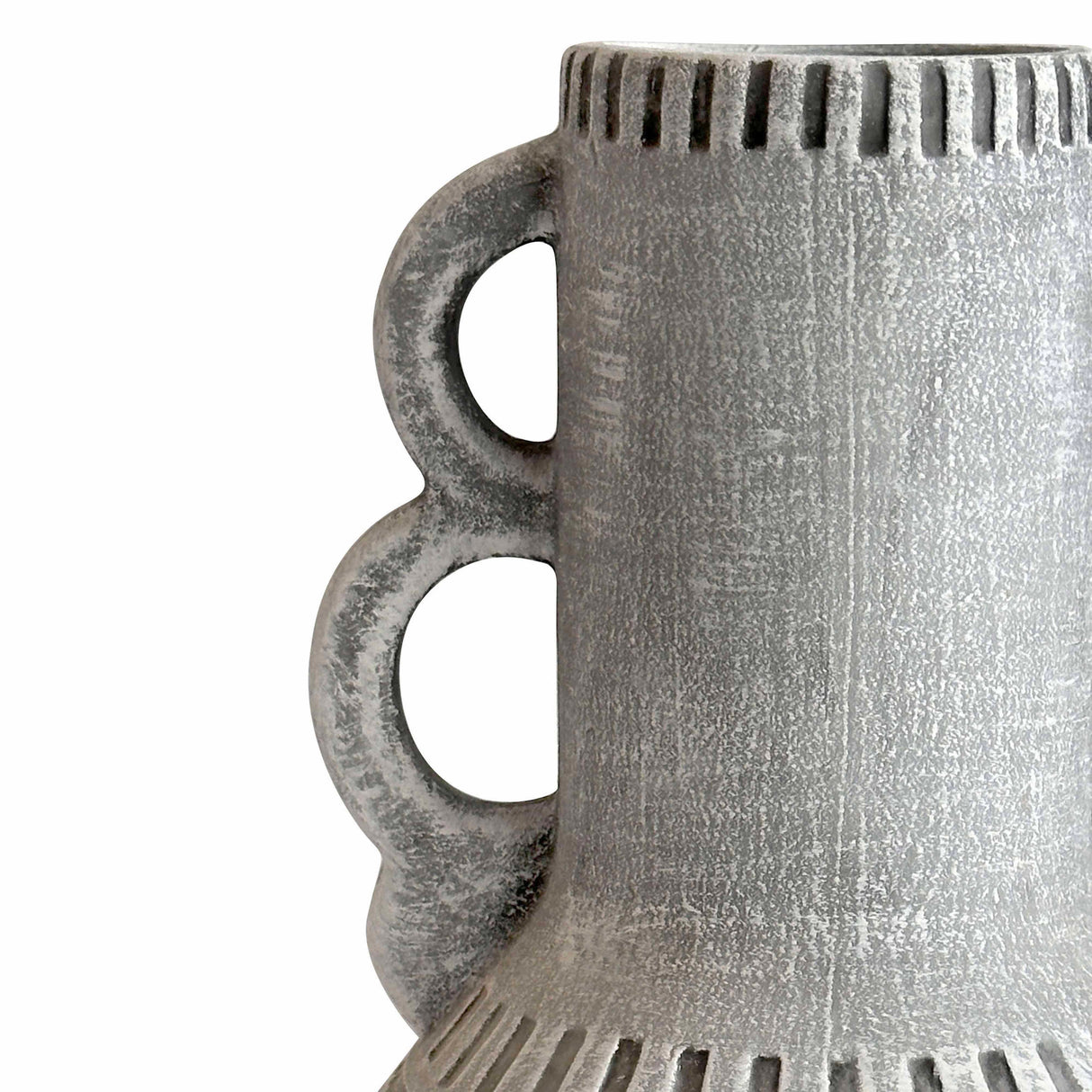 Earthenware Aztec Handled Flower Vase in Slate