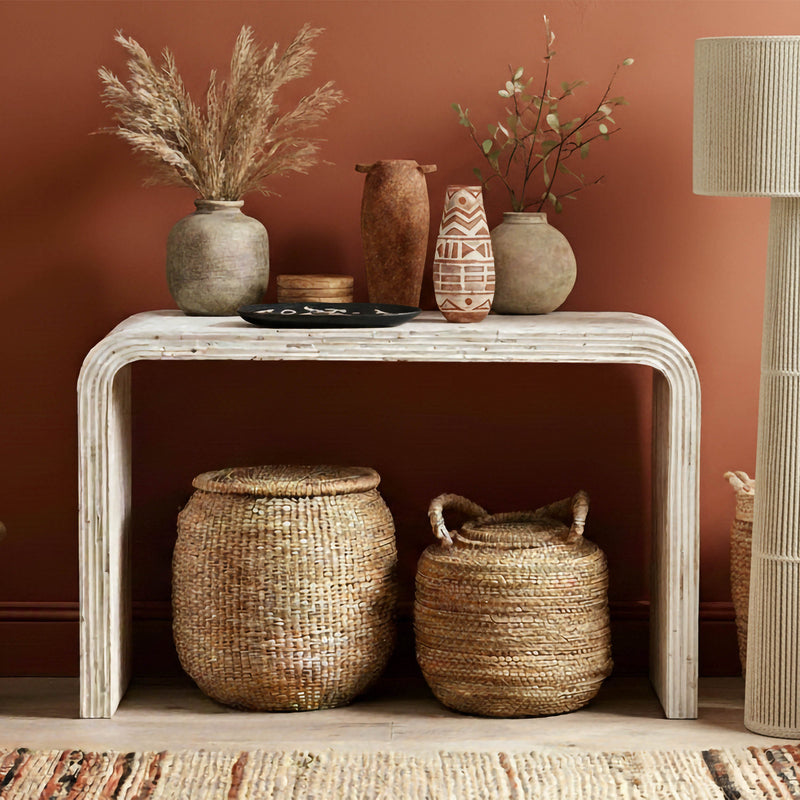 Earthenware Narrow Vase in Terracotta - Handmade Hand-Painted Ceramic Decor Accent