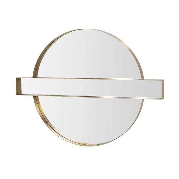 Carri 30"X39" Gold Round Wall Mirror