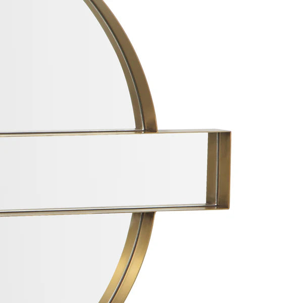 Carri 30"X39" Gold Round Wall Mirror