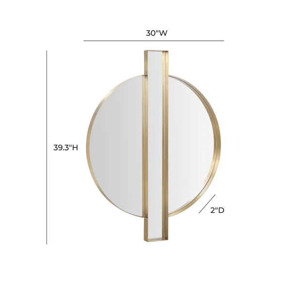 Carri 30"X39" Gold Round Wall Mirror