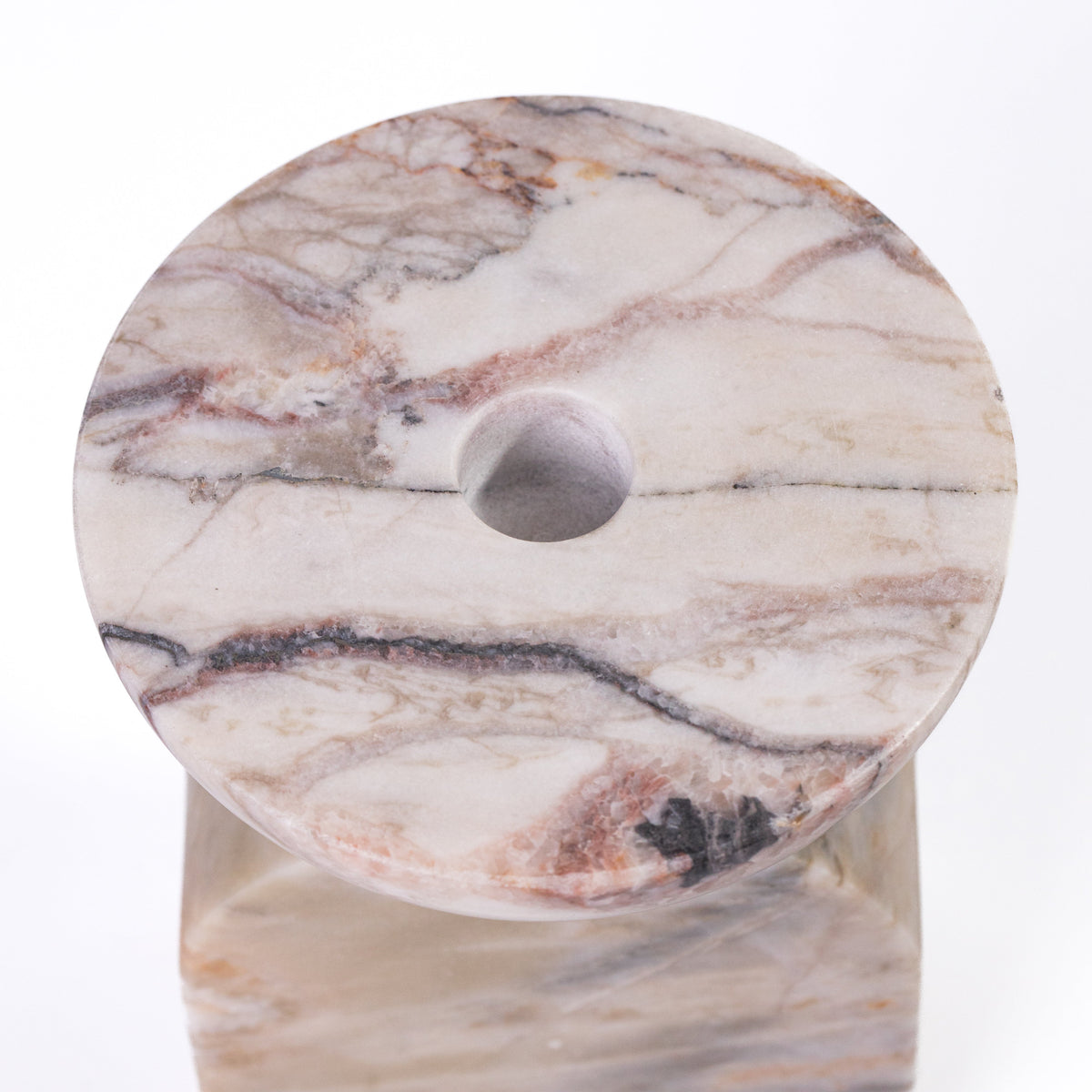 Marble White Brown Balanced Candle Holder - View 6