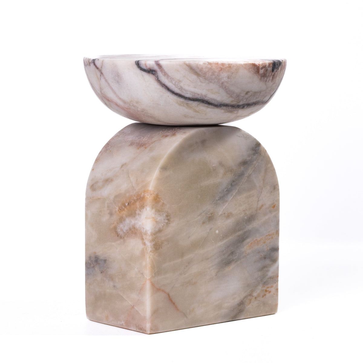 Marble White Brown Balanced Candle Holder - View 3