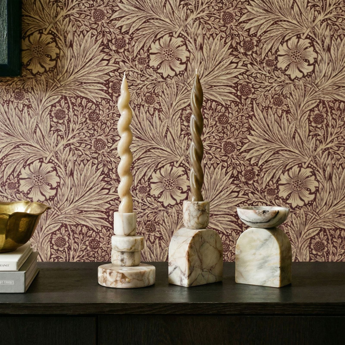 Marble White Brown Balanced Candle Holder - View 2