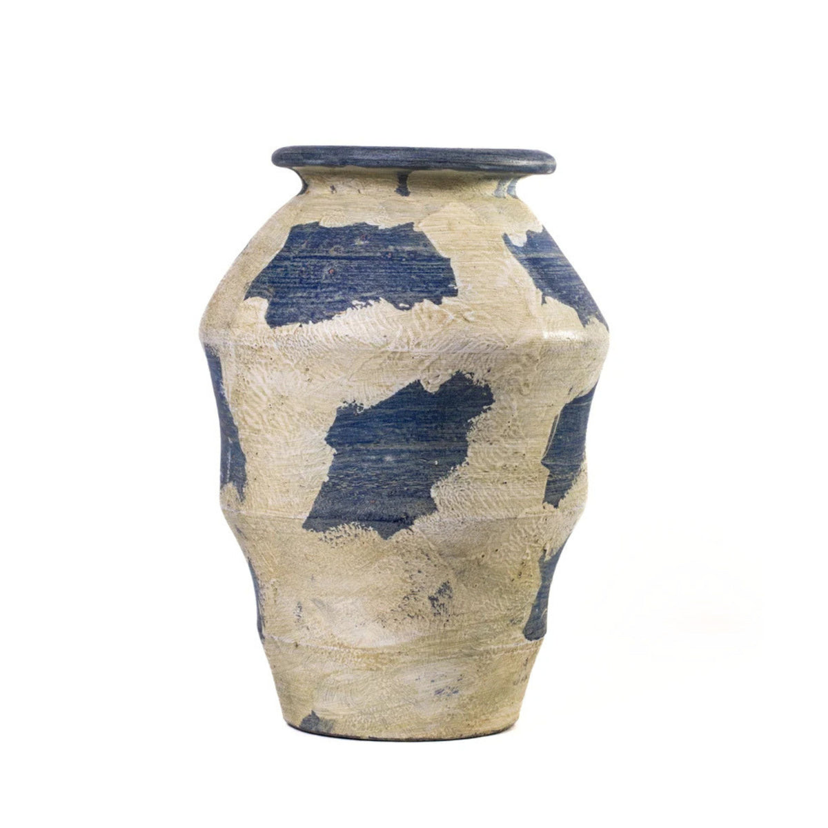 Visha Cream and Blue Terracotta Decorative Vase - View 1
