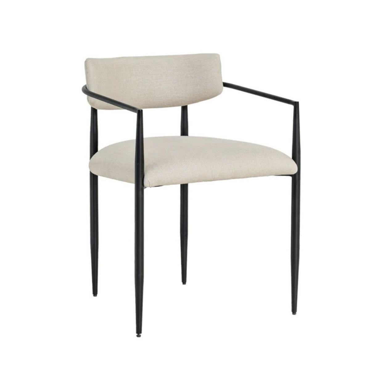 Forte Cream Linen Forged Iron Dining Chair - View 1
