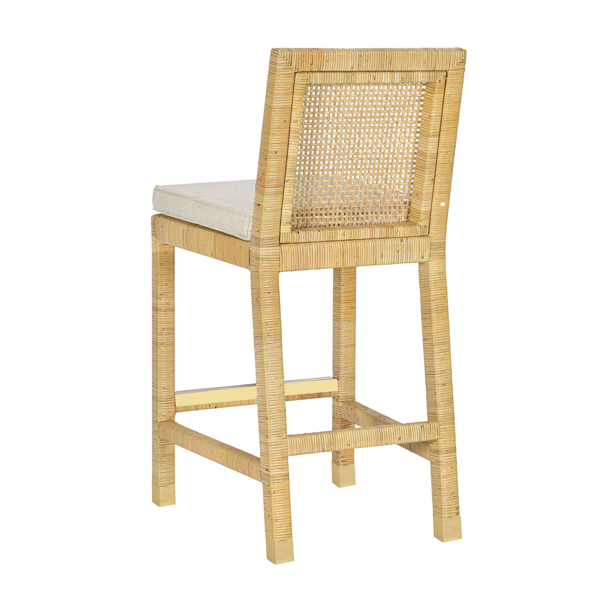 Amara Rattan & Cream Linen Stool