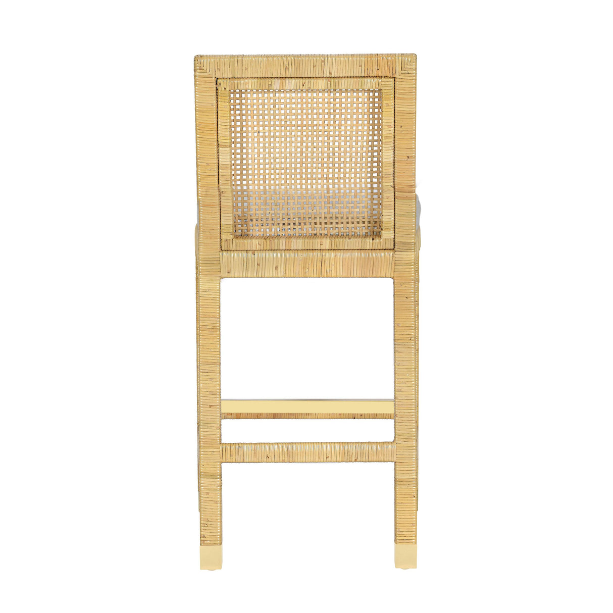 Amara Rattan & Cream Linen Stool