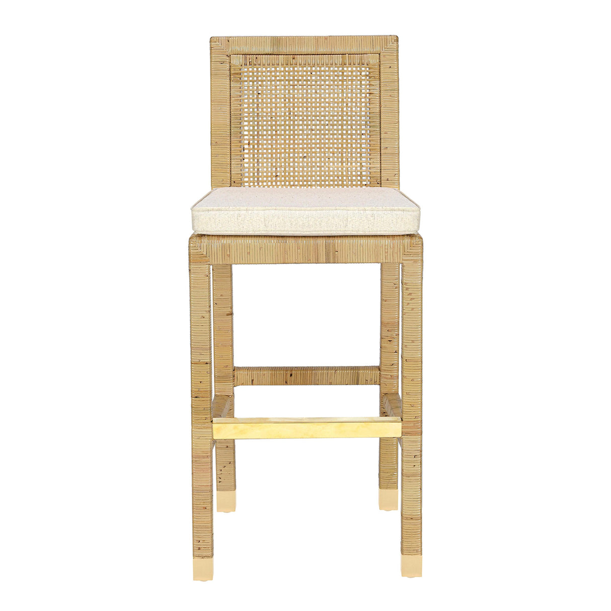 Amara Rattan & Cream Linen Stool