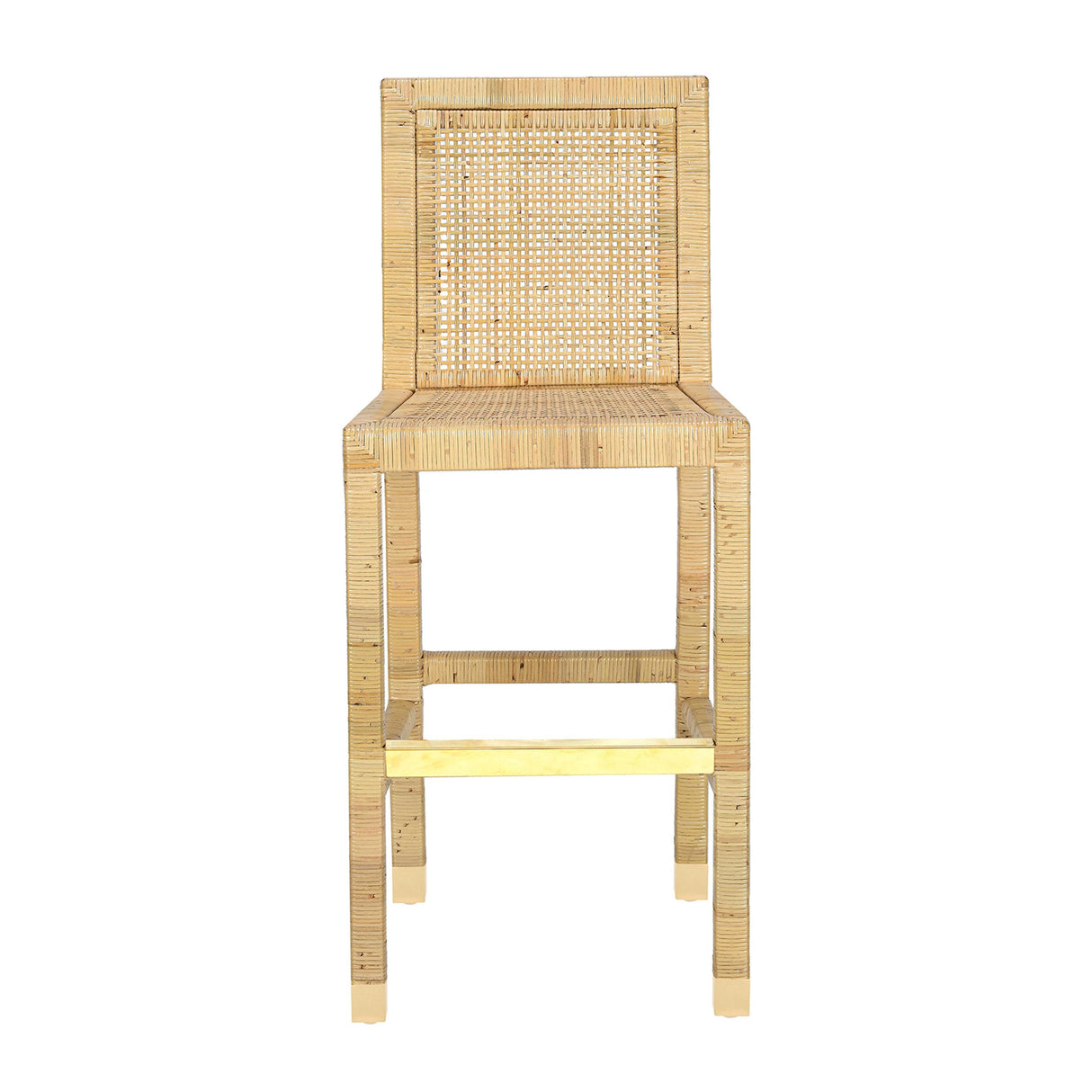 Amara Rattan & Cream Linen Stool