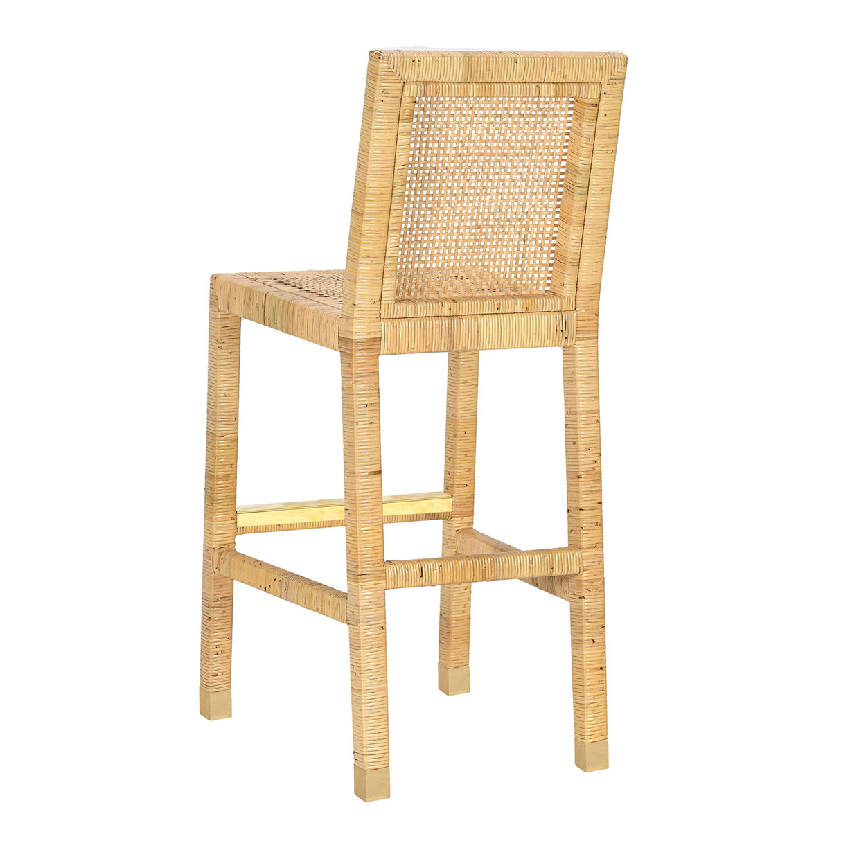 Amara Rattan & Cream Linen Stool