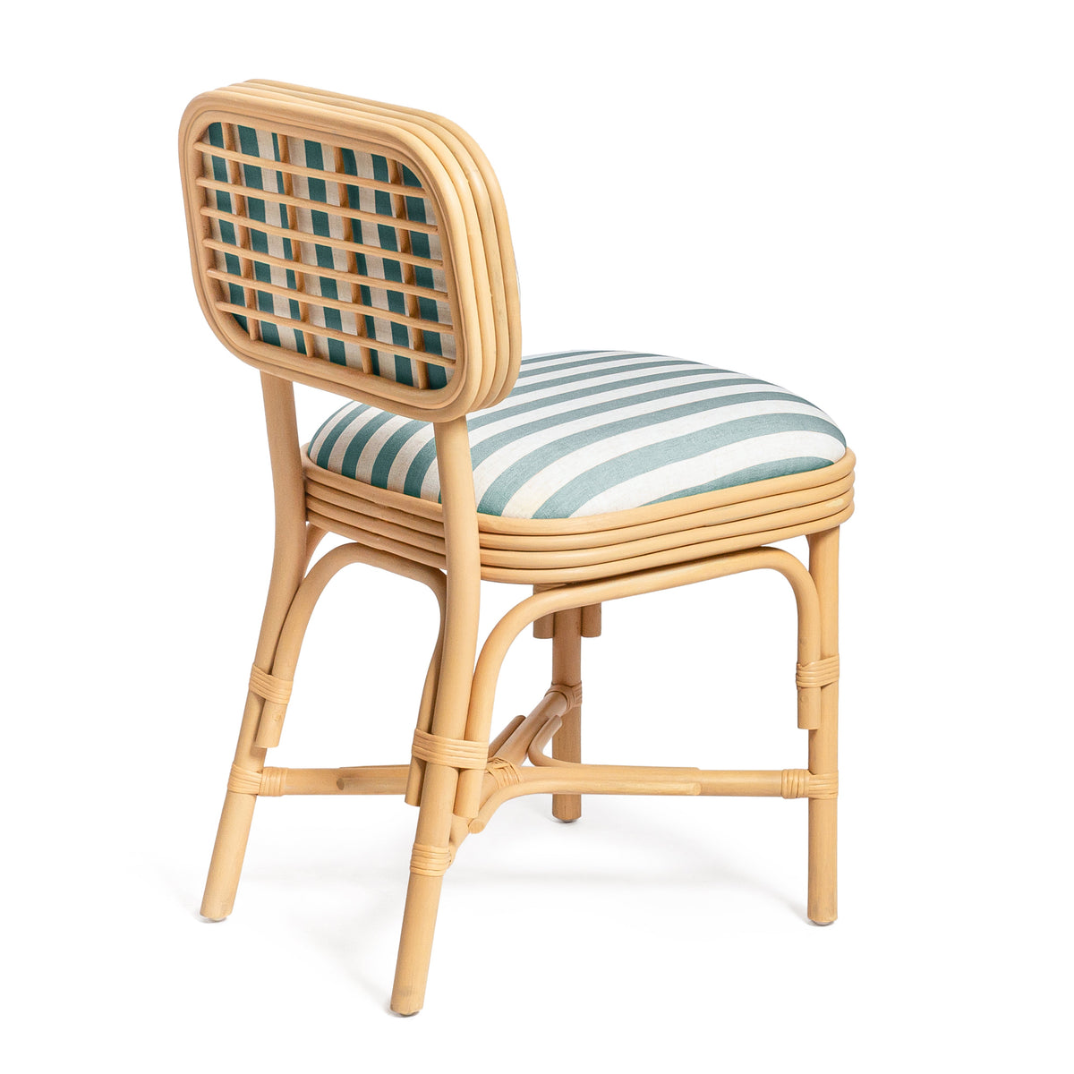 Dorine Striped Performance Linen & Rattan Dining Chair - View 5