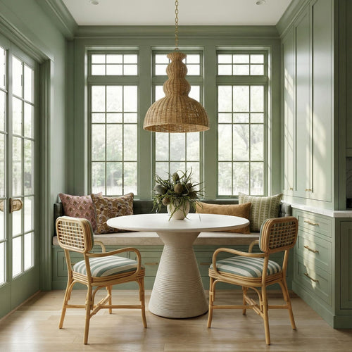 Dorine Striped Performance Linen & Rattan Dining Armchair