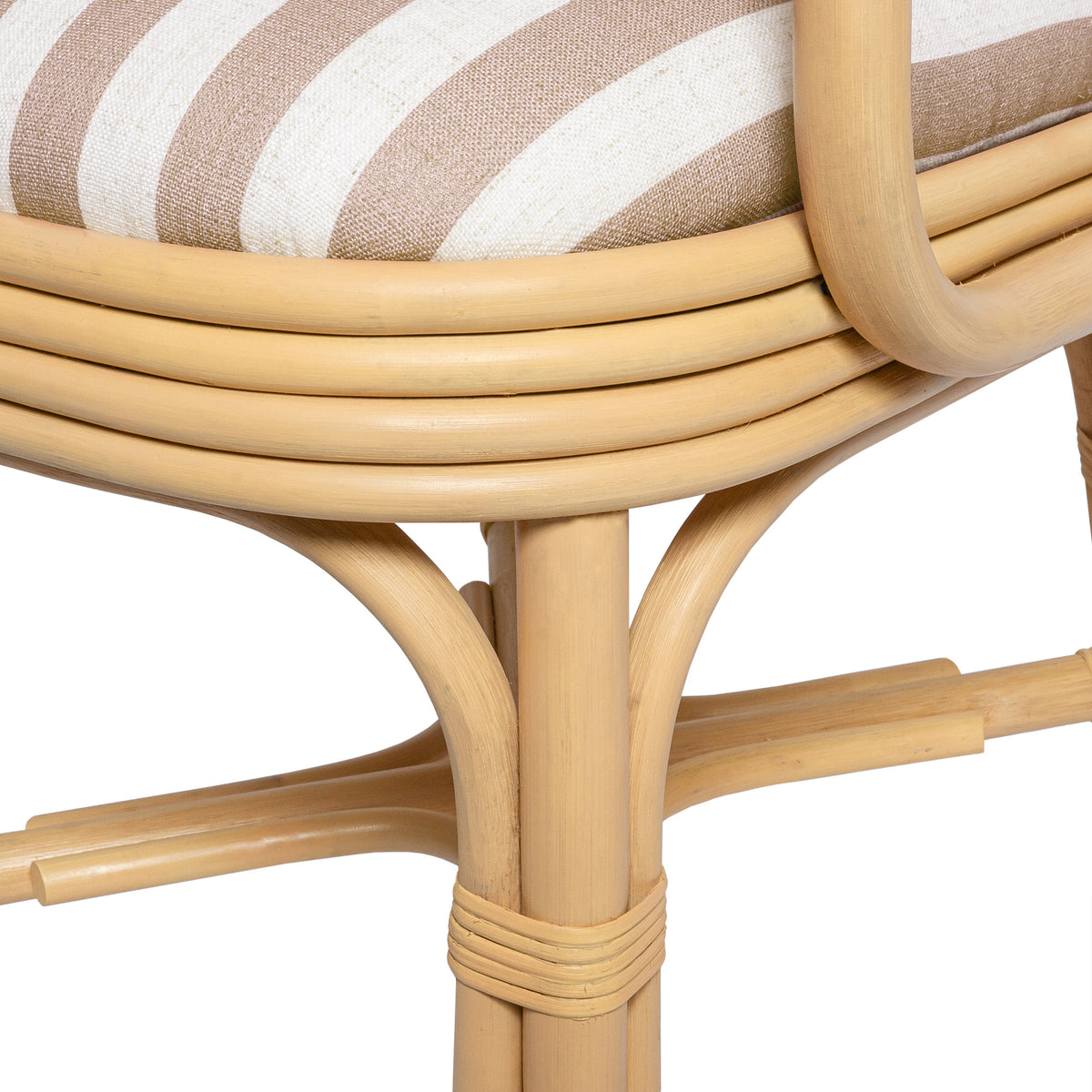 Dorine Striped Performance Linen & Rattan Dining Armchair - View 14