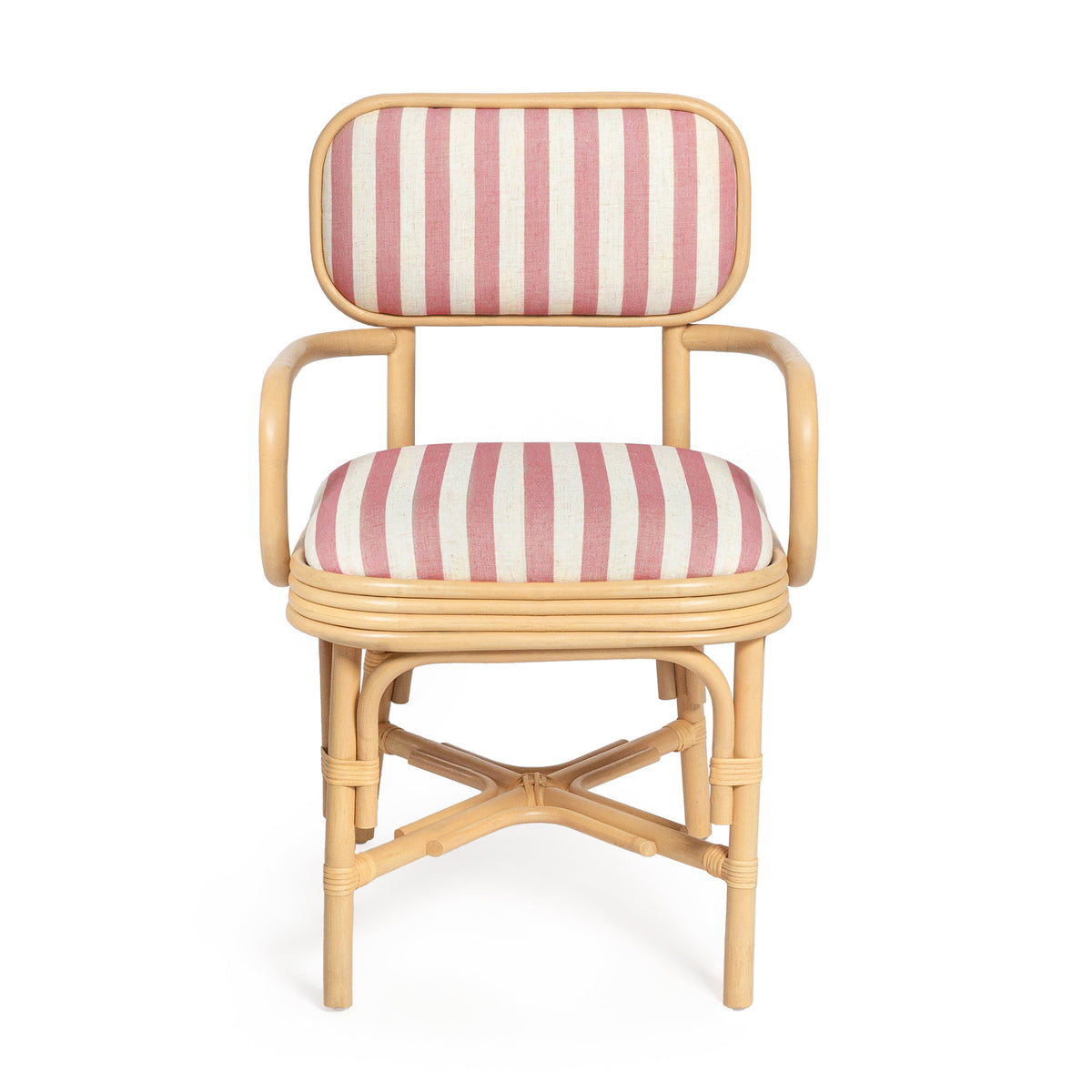 Dorine Striped Performance Linen & Rattan Dining Armchair - View 19