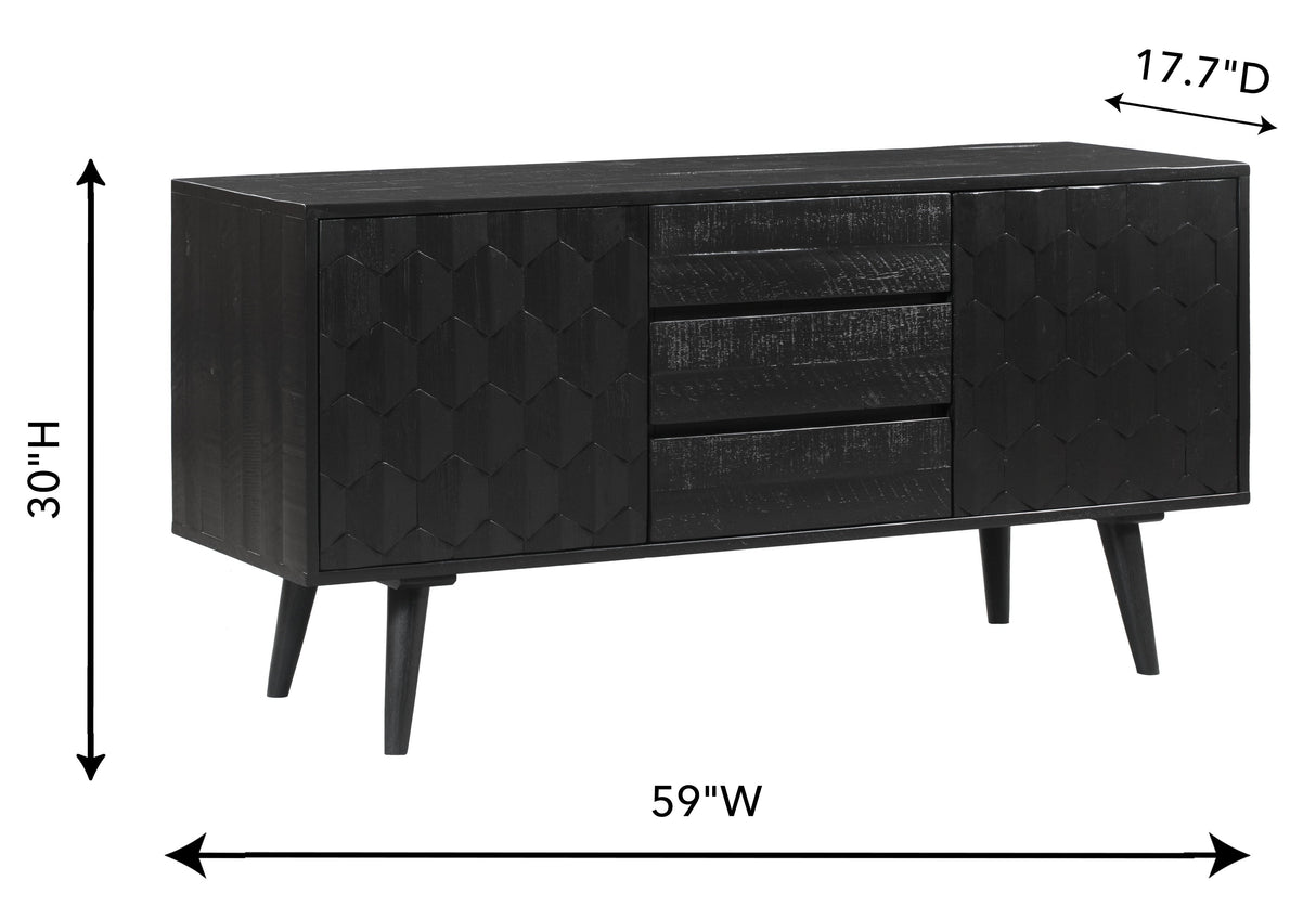 Valentina 59" Black Acacia Buffet
