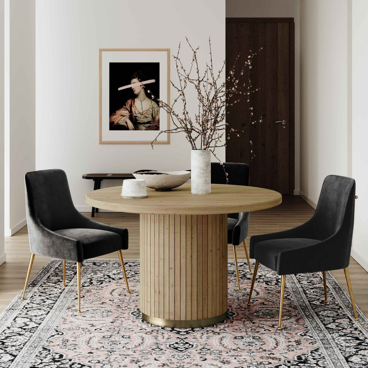 Chelsea 47" Oak Wood Round Dining Table