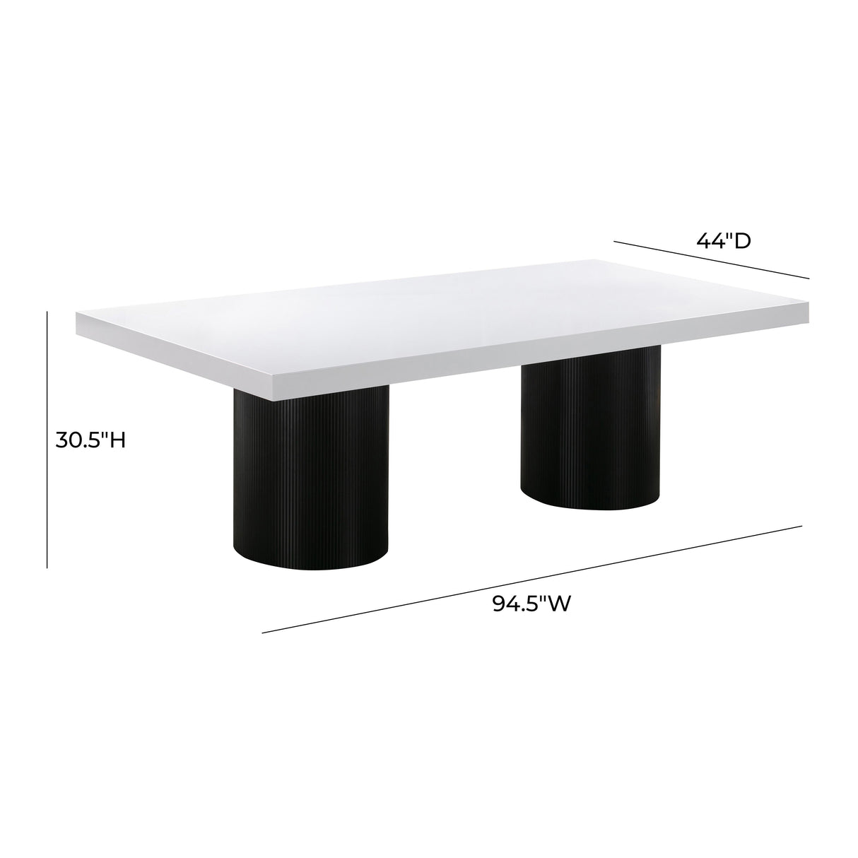 Nova 95" White Lacquer Rectangular Dining Table