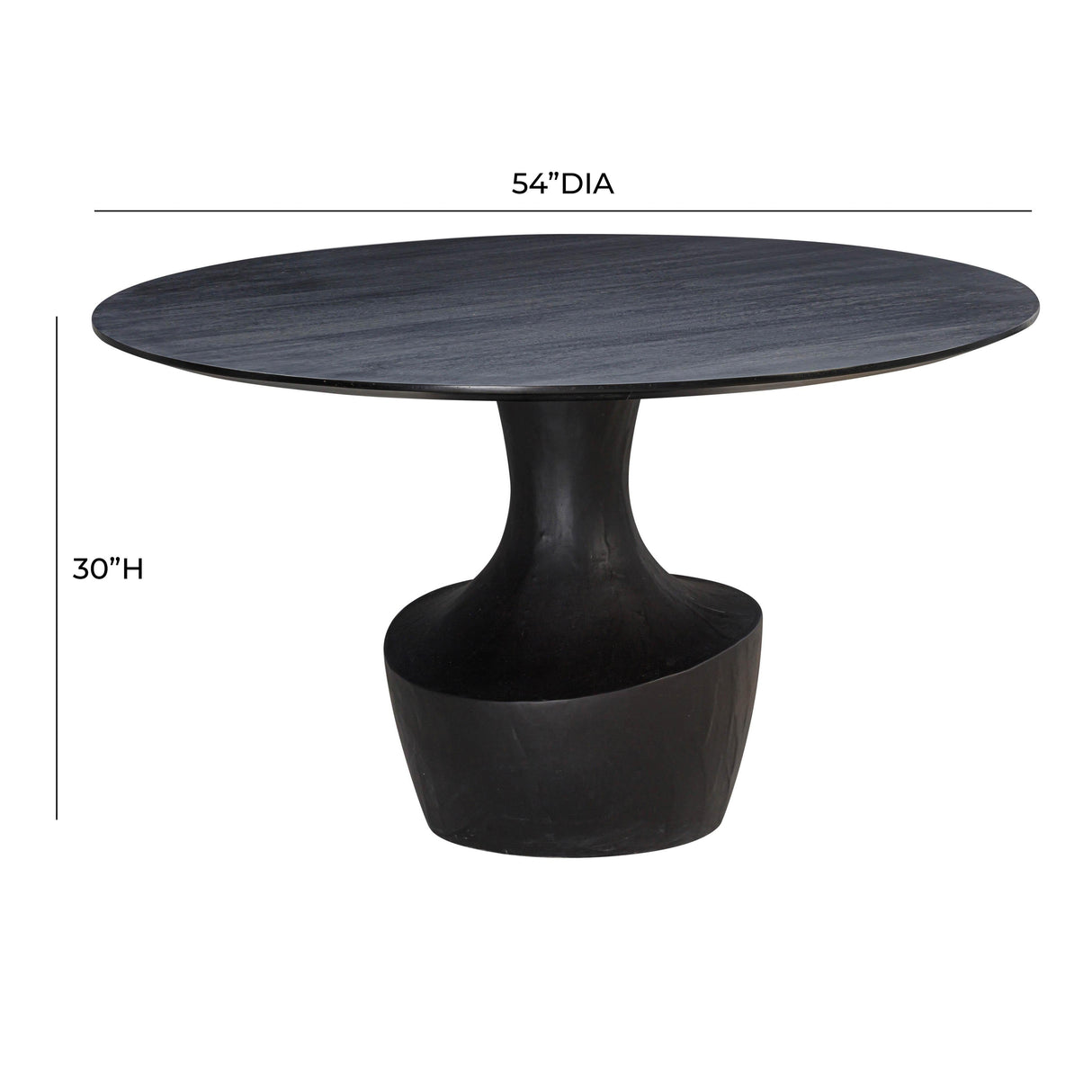 Gevra 54" Black Acacia & Faux Plaster Round Dining Table
