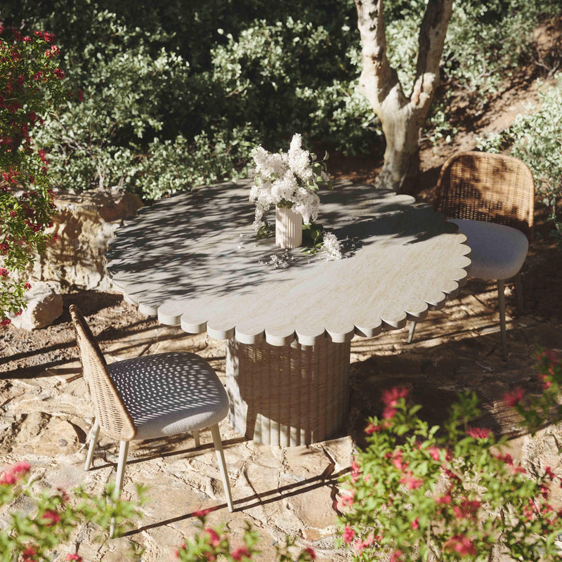 Blossom Washed Travertine Finish Indoor / Outdoor 54 inch Round Dining Table