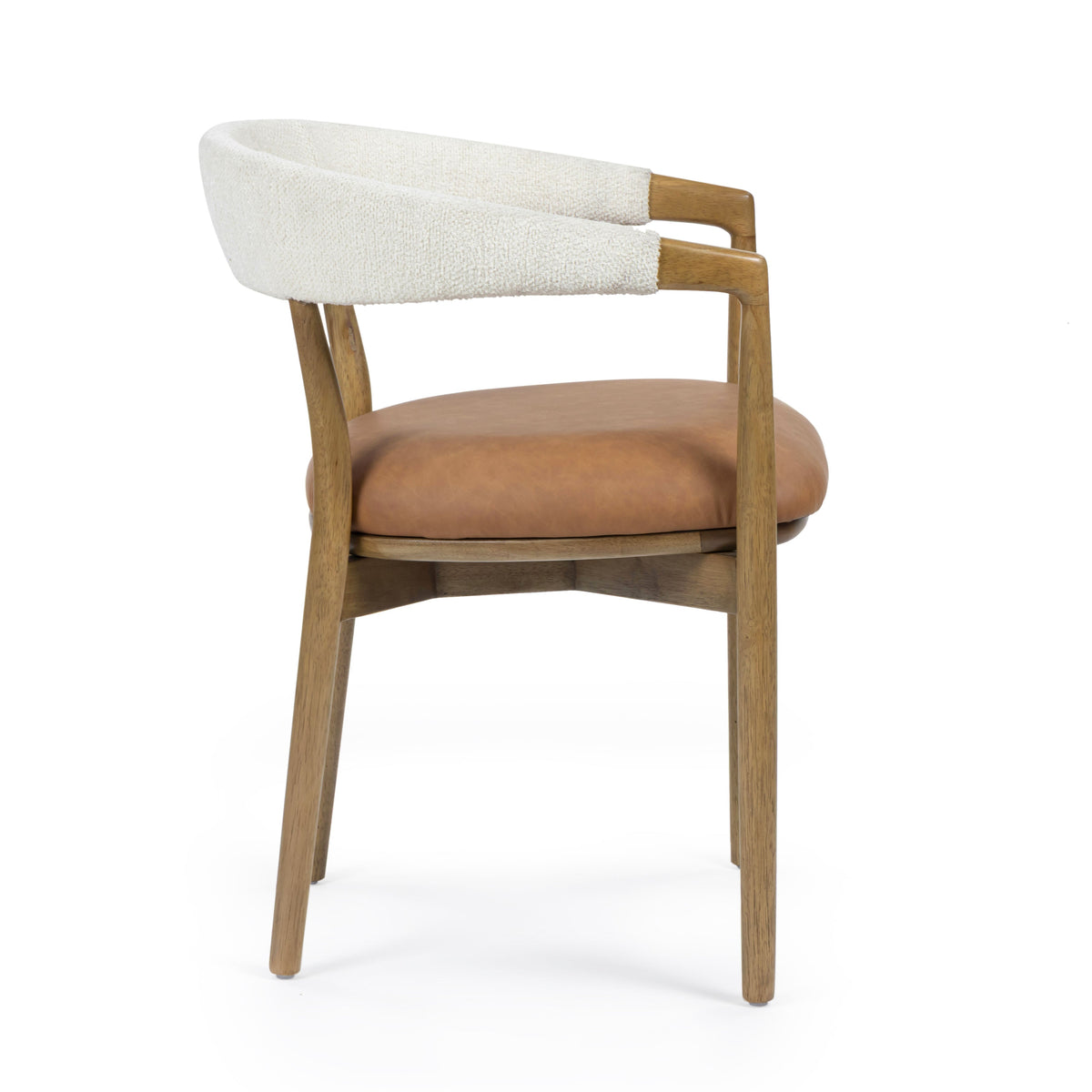 Vina Cognac Performance Vegan Leather and Cream Textured Weave Dining Chair - View 4