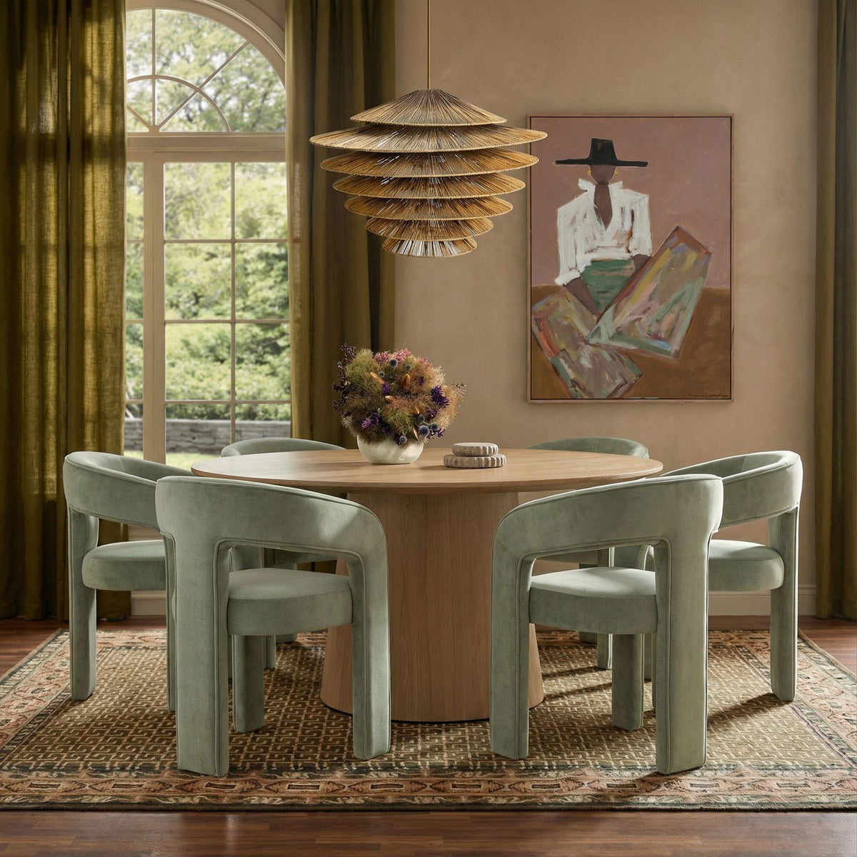 Sahara Round Oak Dining Table (41"-60") - View 25