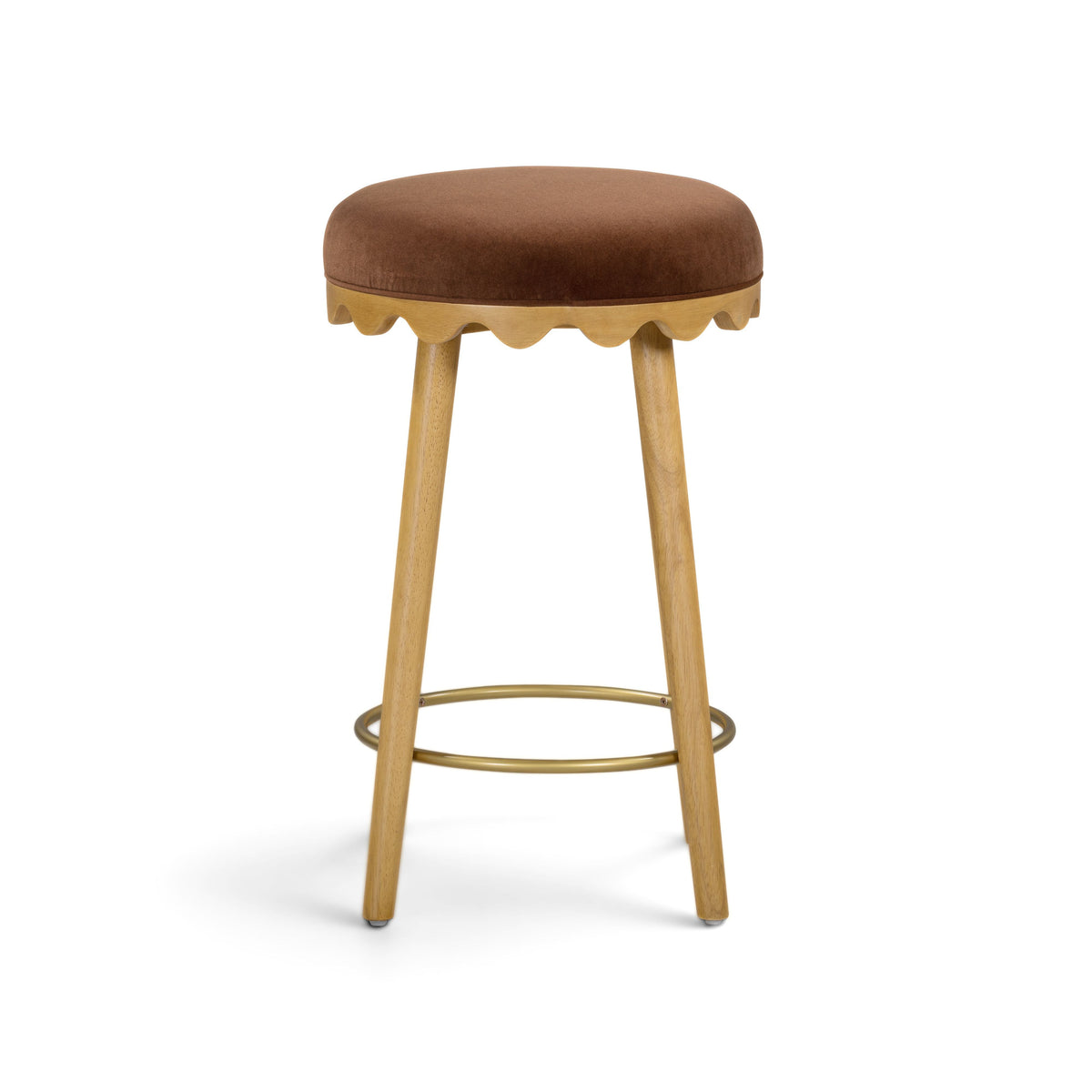 Oodle Performance Vegan Mohair Bar and Counter Stool top down view of padded circular seat