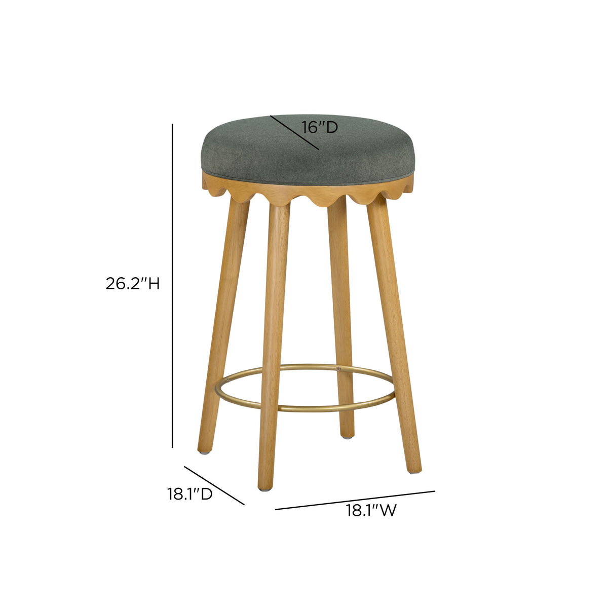 Oodle Performance Vegan Mohair Bar and Counter Stool counter stool side elevation shot