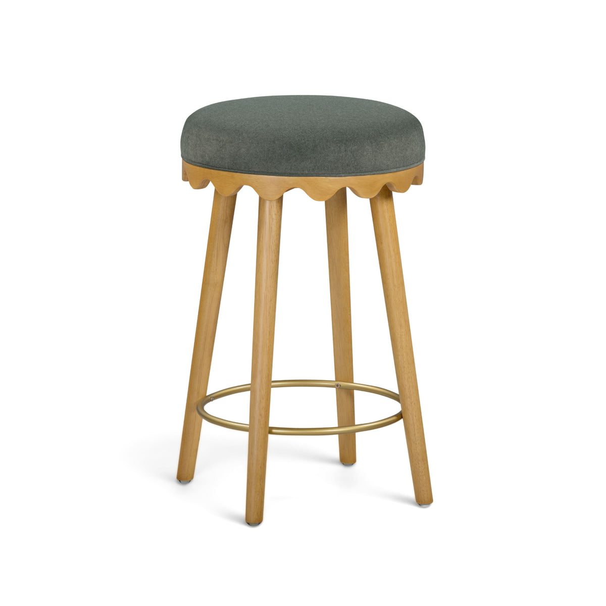 Oodle Performance Vegan Mohair Bar and Counter Stool angled profile showing backless form