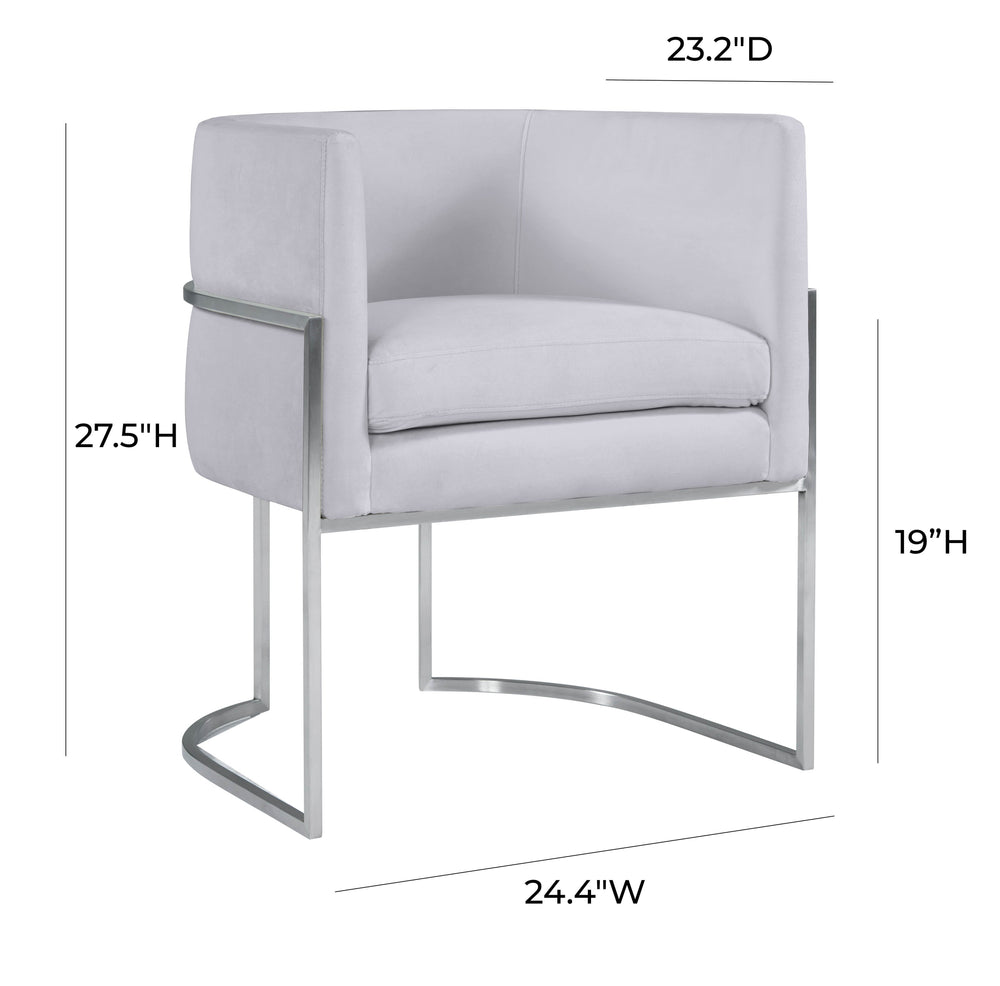 Giselle Velvet Dining Chair with Silver Base dimensions