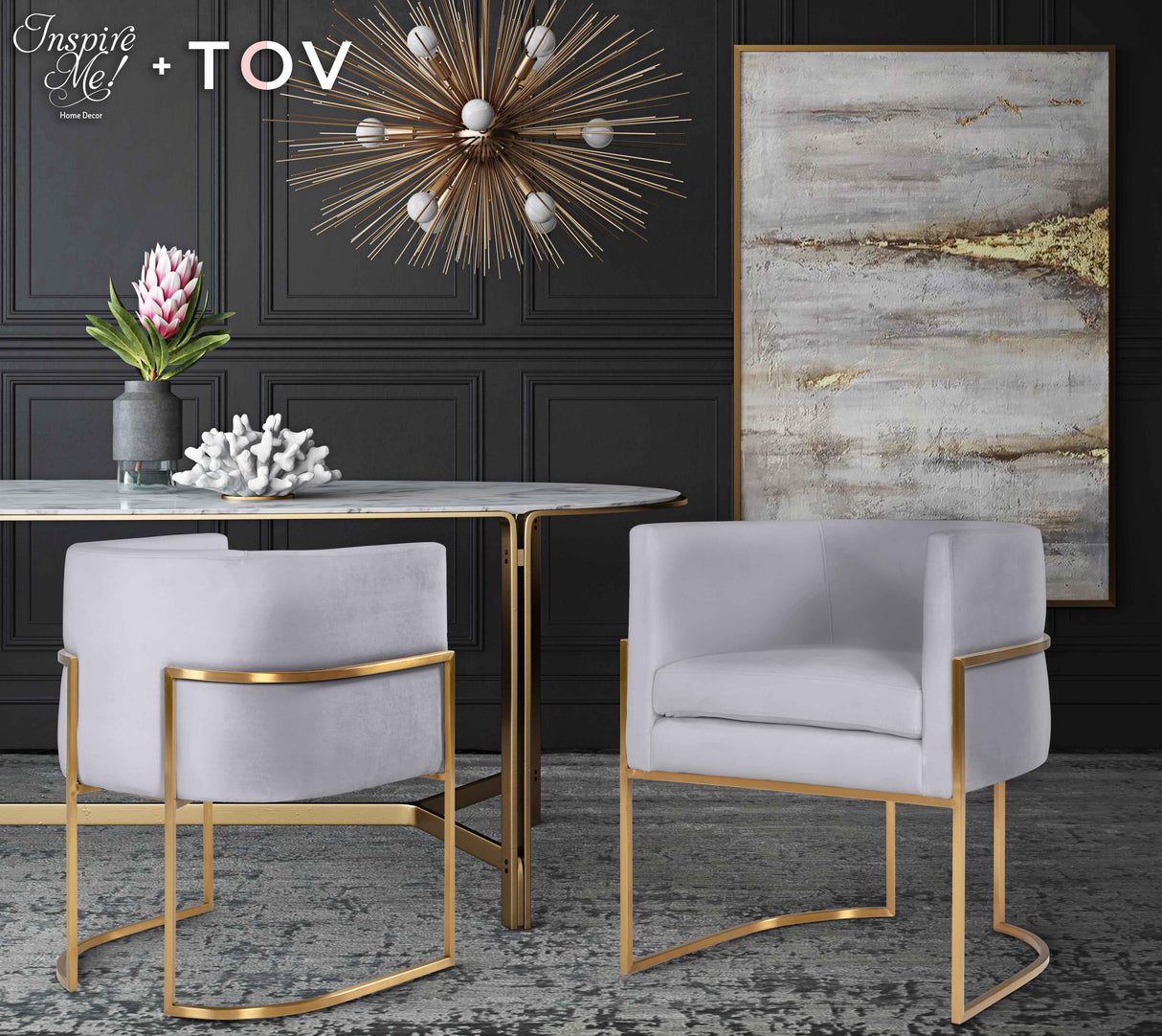 Giselle Velvet Dining Chair with Gold Base