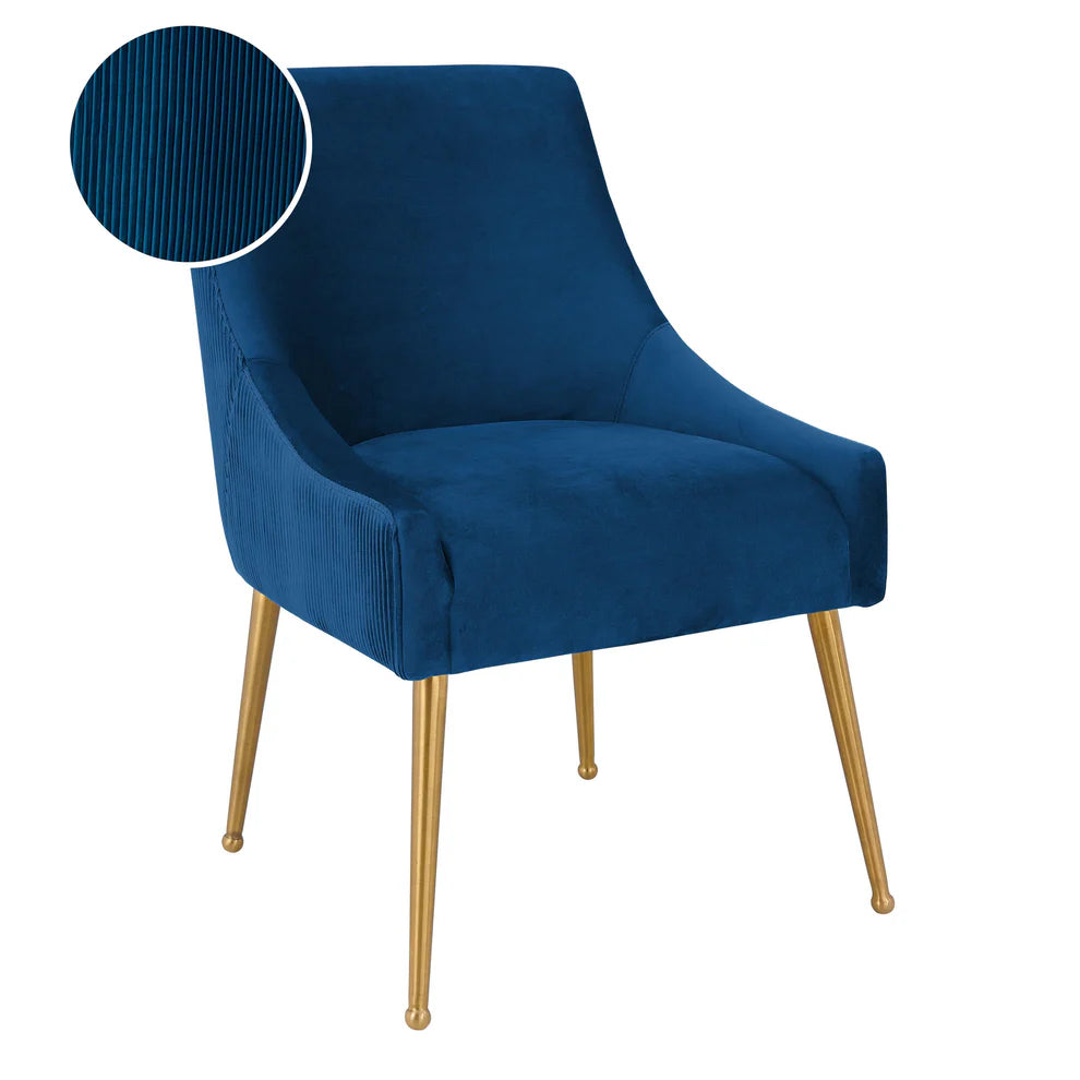 Beatrix Pleated Grey Velvet Side Chair