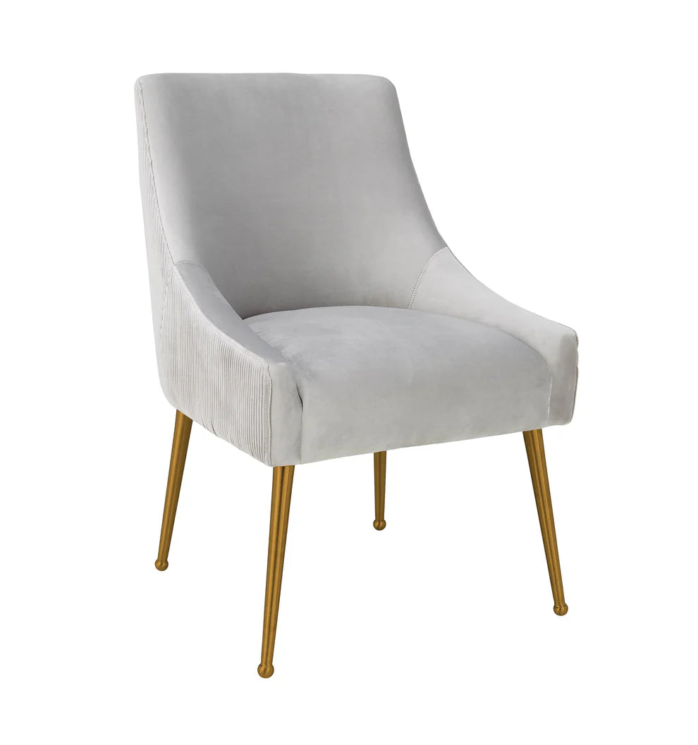 Beatrix Pleated Grey Velvet Side Chair