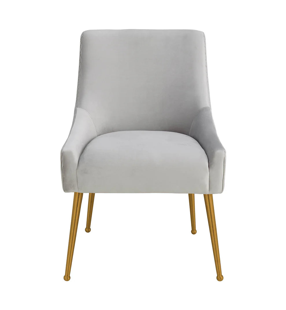 Beatrix Pleated Grey Velvet Side Chair