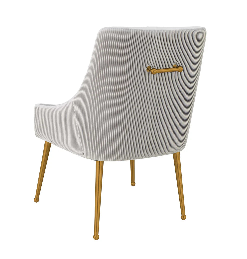 Beatrix Pleated Grey Velvet Side Chair