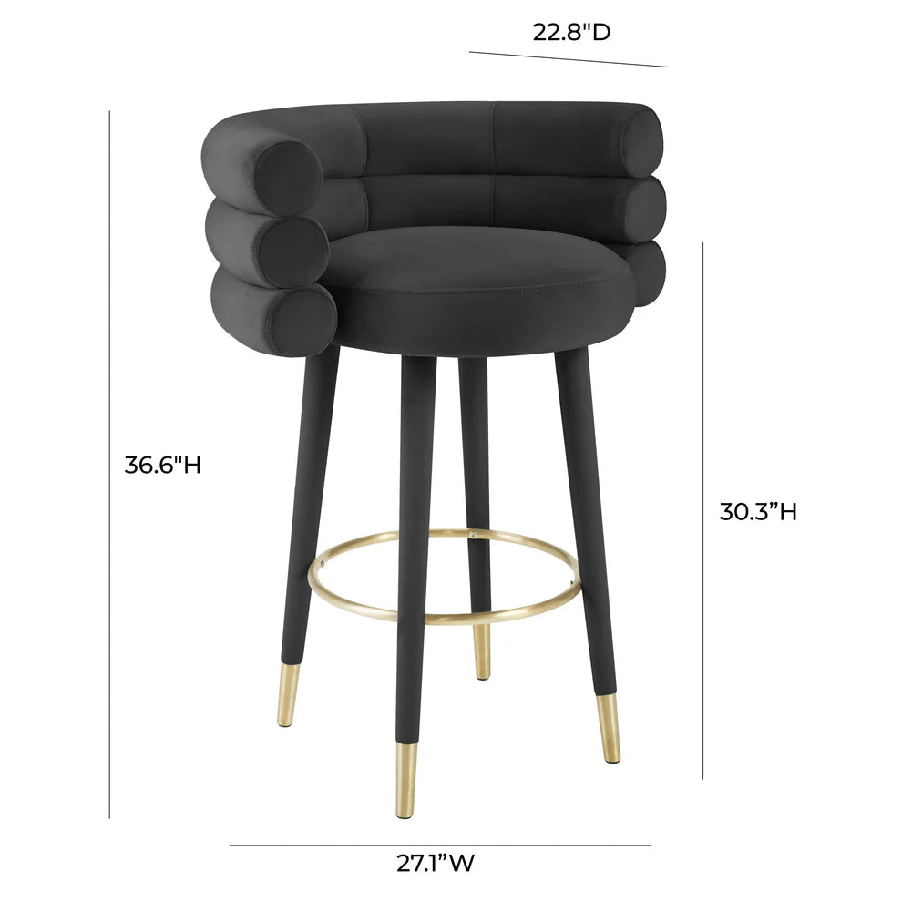 Betty Black Velvet Counter Stool