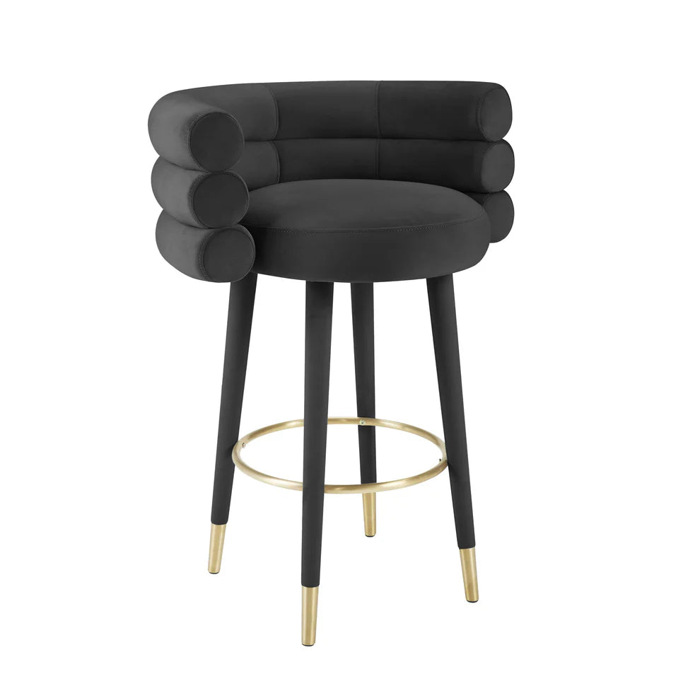 Betty Black Velvet Counter Stool