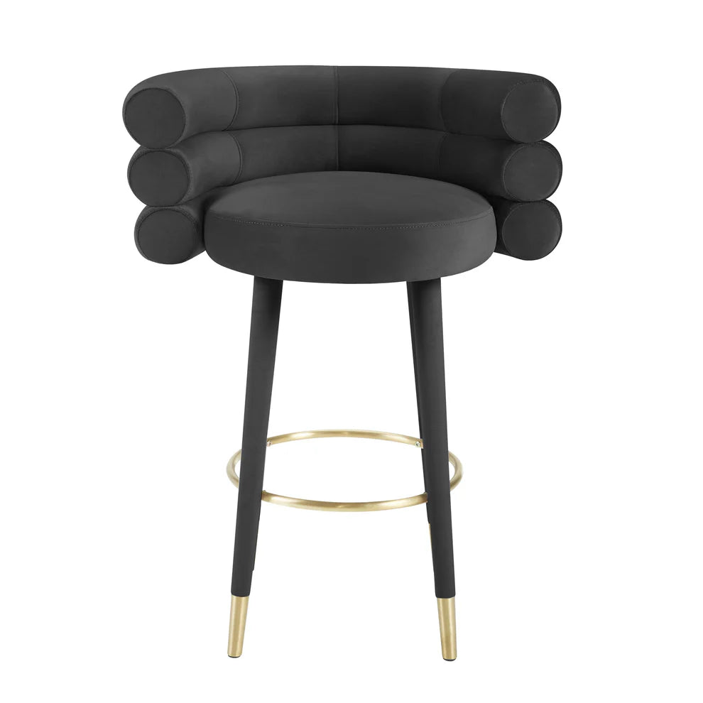 Betty Black Velvet Counter Stool