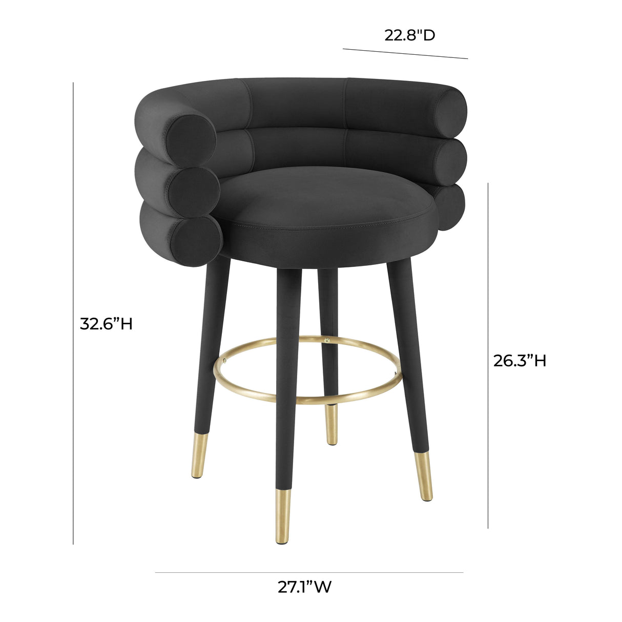 Betty Black Velvet Counter Stool
