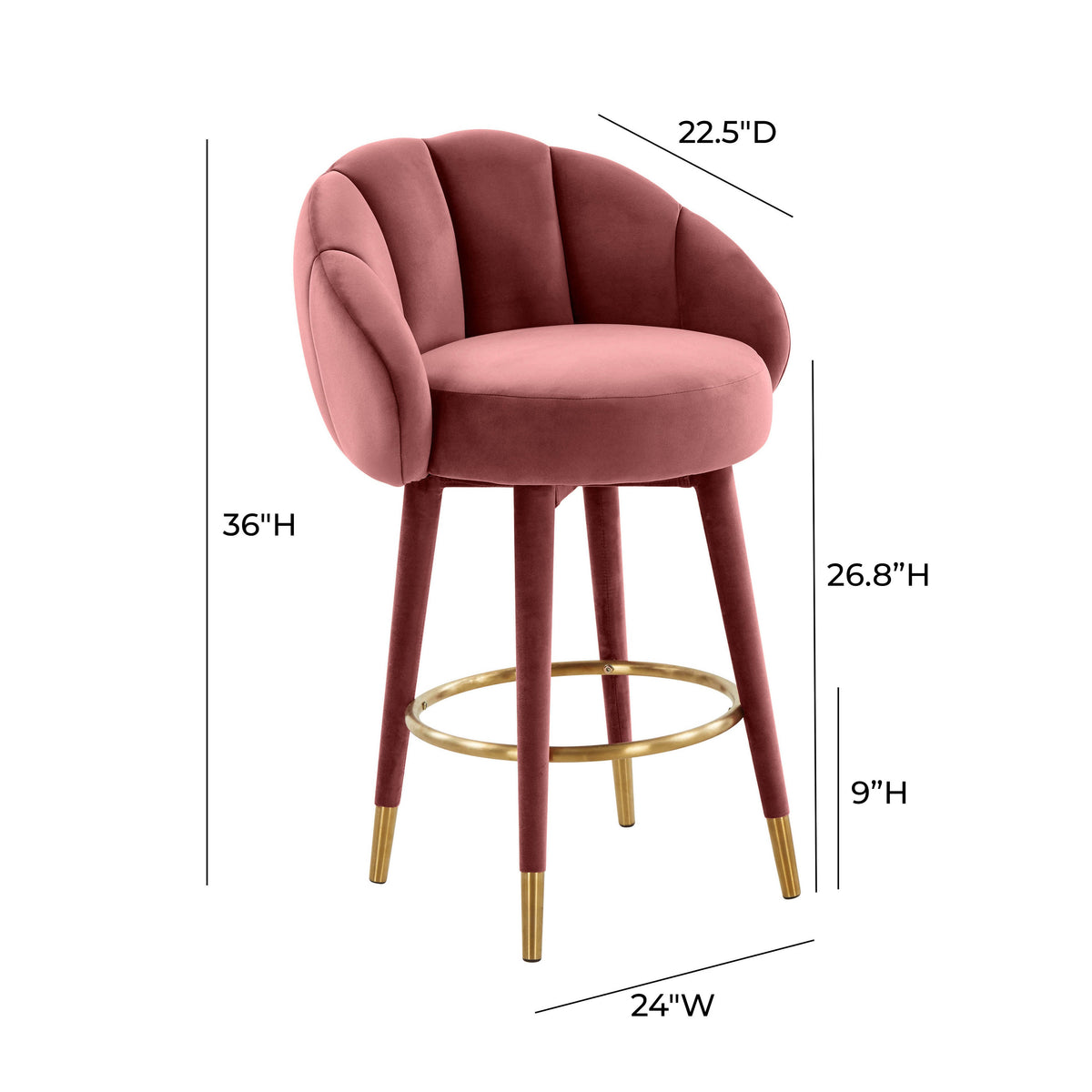 Myla Performance Velvet Swivel Stool - View 8