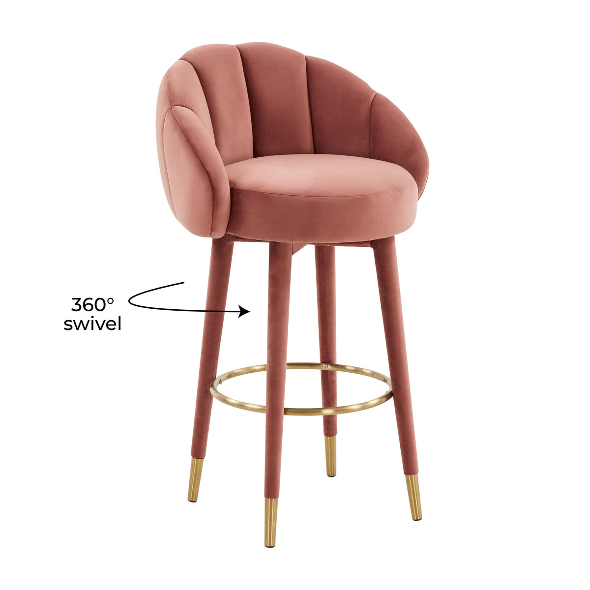 Myla Performance Velvet Swivel Stool - View 17